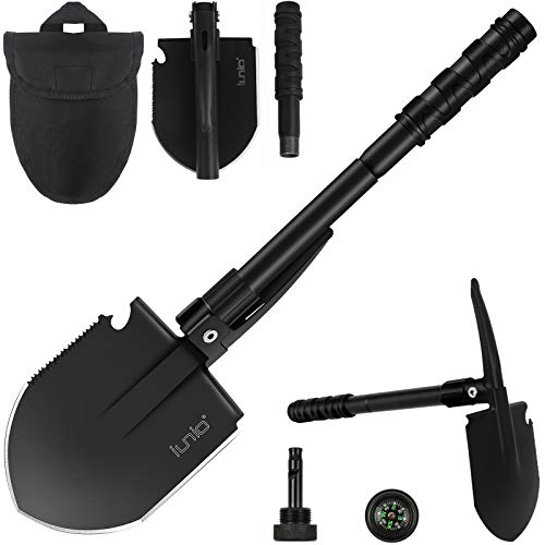 iunio Folding Survival Shovel, Military-Grade Entrenching Tool, Collapsible Emergency Shovel for Disaster Recovery,Car Emergency, Multi-Tool Spade with Pickaxe,Camping,Trenching,Hiking,Gardening - Image 1