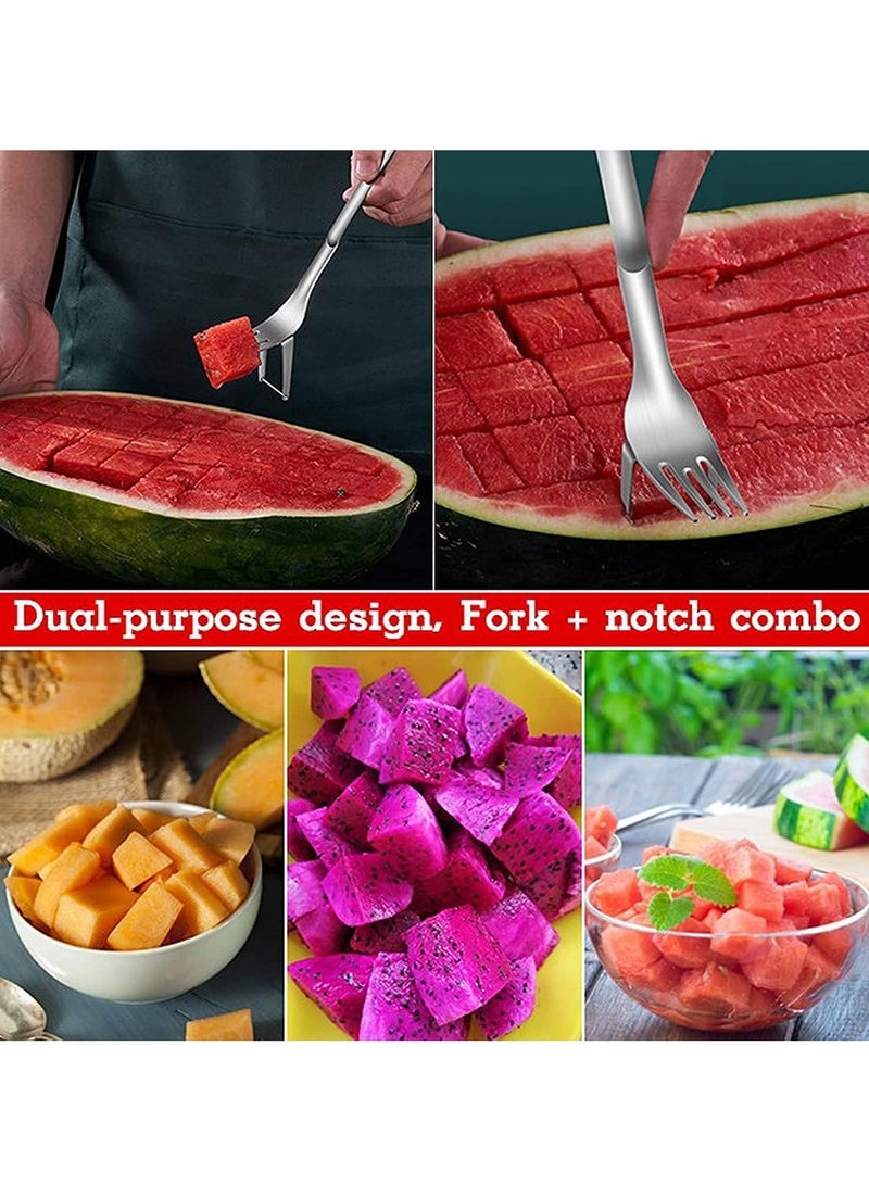 ECVV 2-in-1 Watermelon Slicer Cutter, Fork Slicer, Summer Cutting Artifact, Stainless Steel Fruit Forks Knife for Family Parties Camping, Silver, LC-FSLICER01 - Image 5