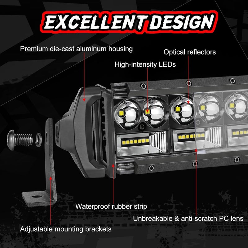 Auto Power Plus 12 Inch LED Bar with Wiring Harness - 162W Dual Row Off Road Driving Spot Flood Combo Light - Image 3