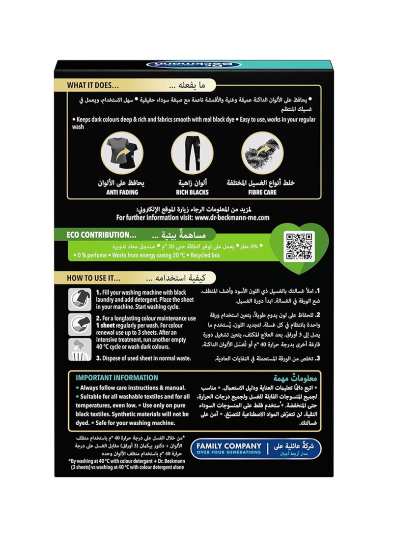 Dr. Beckmann Dr.Beckmann 3 in 1 Black&Fibre refresh Sheets|Restores and protects faded black garments|Smoothens rough fibres|Easy to use| DIY|Laundry Cleaning Essentials|10 Sheets - Image 2