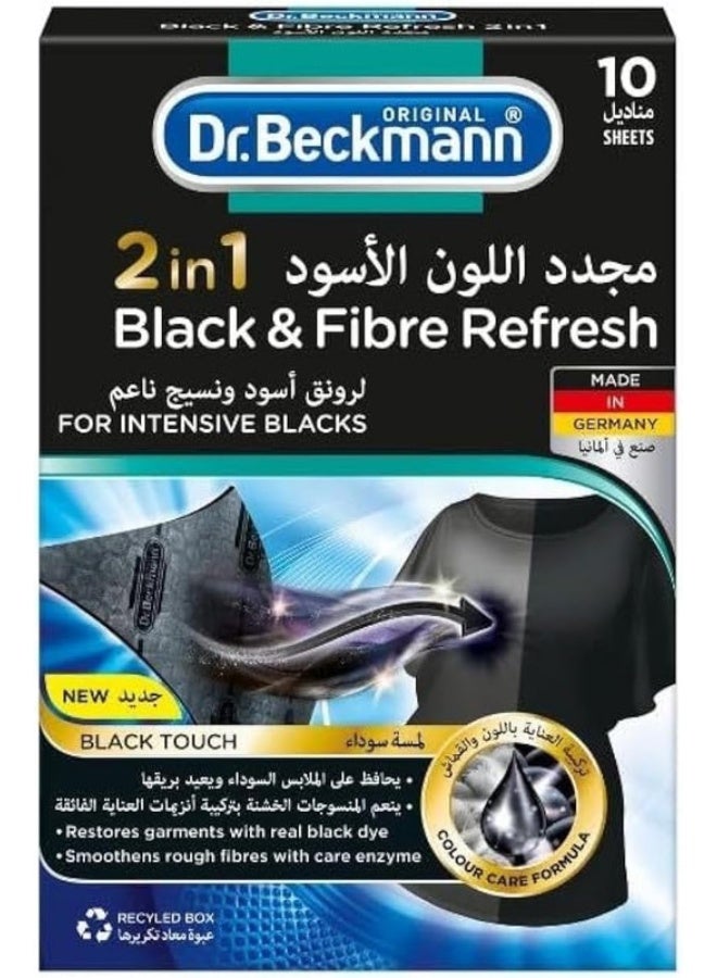 Dr. Beckmann د. بيكمان 3 في 1 أوراق تجديد الأسود والألياف | يستعيد ويحمي الملابس السوداء المتلاشية | ينعم الألياف الخشنة | سهل الاستخدام | افعلها بنفسك | أساسيات تنظيف الغسيل | 10 ورقات - Image 1
