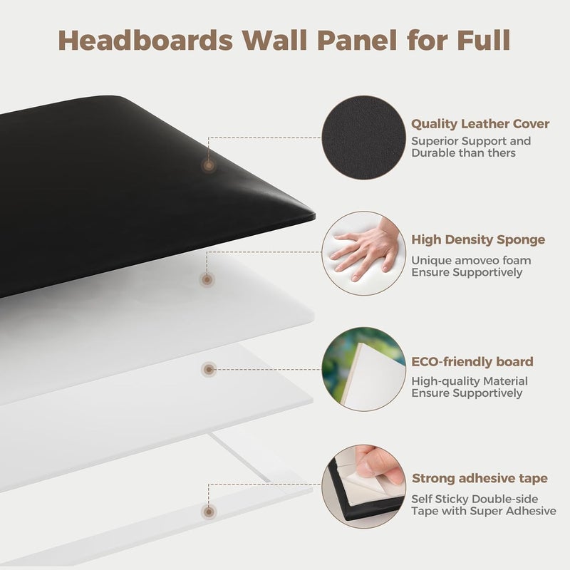 MAQQL Upholstered Headboard Queen - Bed Backboard, Dark Brown Faux Leather Panels, 24 x 12 Inches Each, 6-Piece Set, Modern Headboard Queen Design, Easy to Assemble, Perfect for Beds - Image 5
