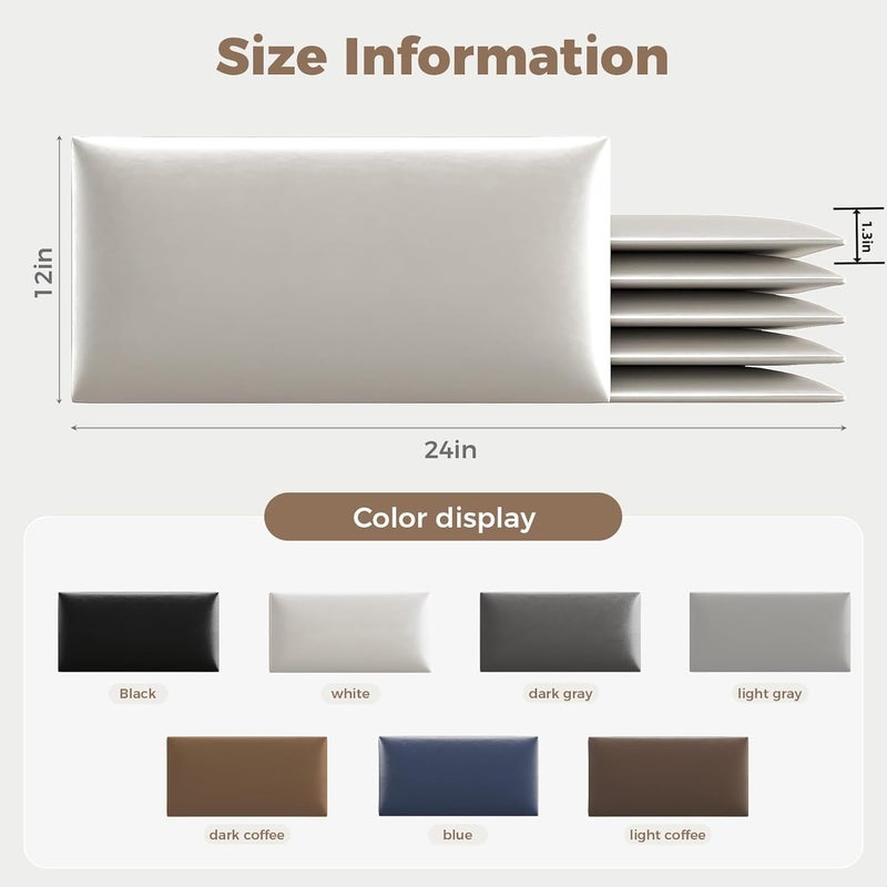 MAQQL Upholstered Headboard Queen - Bed Backboard, Dark Brown Faux Leather Panels, 24 x 12 Inches Each, 6-Piece Set, Modern Headboard Queen Design, Easy to Assemble, Perfect for Beds - Image 4