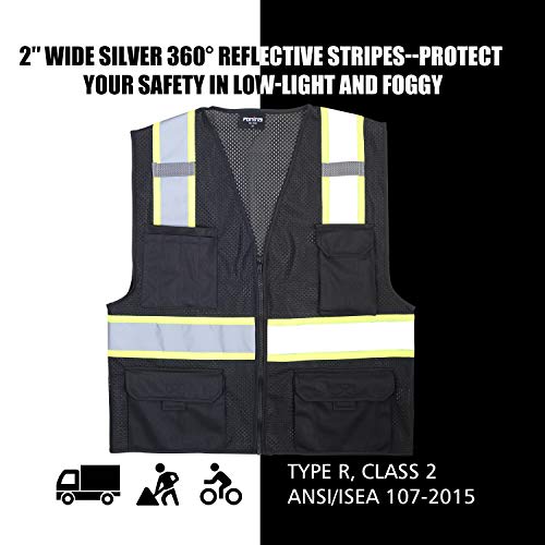 FONIRRA Safety Vest for Men High Visibility Reflective Construction Work Vest ANSI Class 2 with Pockets and Zipper(Navy,M) - Image 5