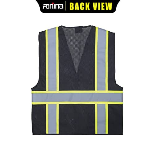 FONIRRA Safety Vest for Men High Visibility Reflective Construction Work Vest ANSI Class 2 with Pockets and Zipper(Navy,M) - Image 2