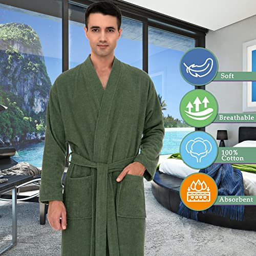 TowelSelections Mens Robe Cotton Terry Cloth Bathrobe Soft Towel Bath Robe for Men Large-X-Large White - Image 5