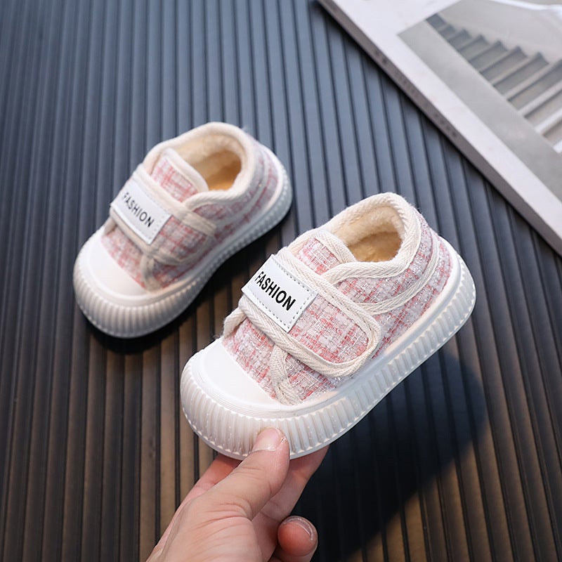 2023 Children'S Canvas Shoes Girls' Board Shoes Biscuit Shoes Children'S Cotton Shoes Soft Sole Chanel Style Baby Cotton Shoes - Image 4