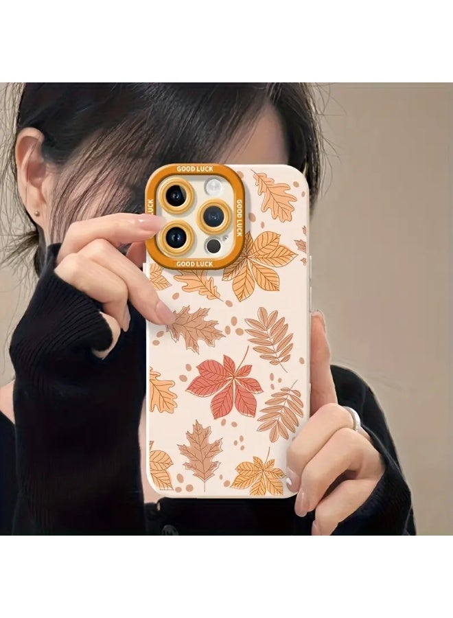 Temu Autumn Leaf Shadow Design Phone Case, Stylish and Simple, Anti-drop Airbag, Color Coordination Camera Edges, Thick Shockproof and Scratch-proof Cover Suitable for iPhone 13 Pro Max - Image 1