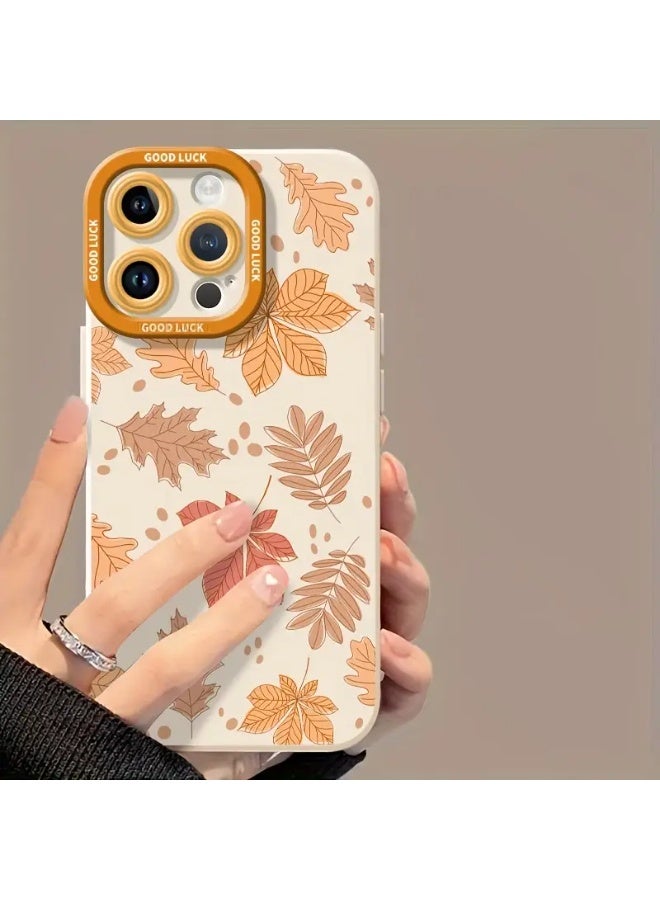 Temu Autumn Leaf Shadow Design Phone Case, Stylish and Simple, Anti-drop Airbag, Color Coordination Camera Edges, Thick Shockproof and Scratch-proof Cover Suitable for iPhone 13 Pro Max - Image 2