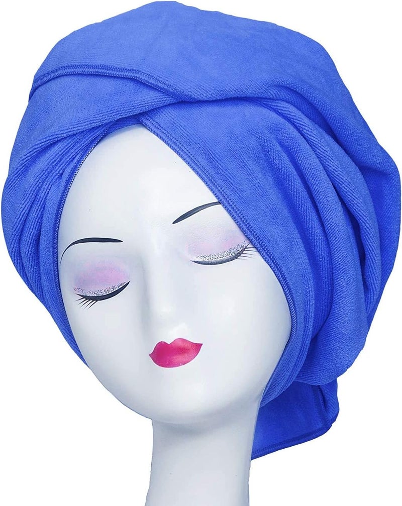 TANCANO Large Microfiber Hair Towel for Curly Hair 23.6''x47'' Anti Frizz Hair Wrap Super Absorbent Curly Hair Drying Towel Large Multifunction Towel for Bath Spa Makeup, S.Blue