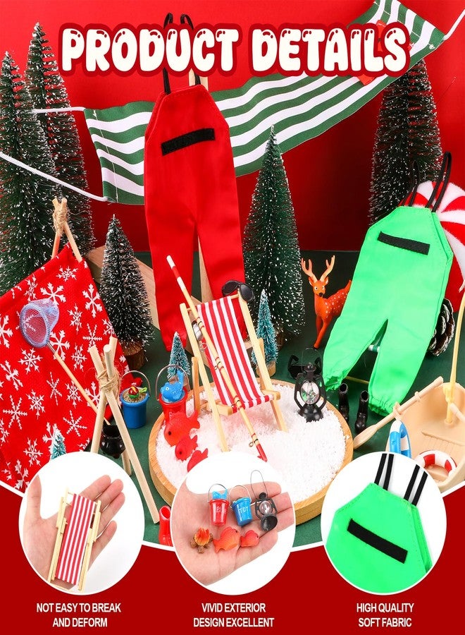Zenoble 26 Pcs Christmas Elf Accessories Doll Fishing Accessories Include Fishing Outfit Clothes Boat Camping Tent Accessories for Xmas Gift Dollhouse Props Decor - Image 3