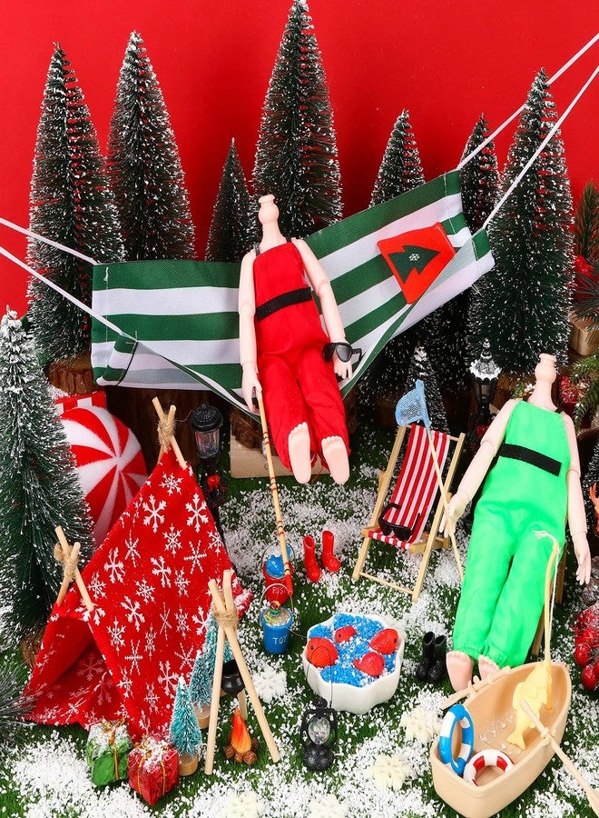 Zenoble 26 Pcs Christmas Elf Accessories Doll Fishing Accessories Include Fishing Outfit Clothes Boat Camping Tent Accessories for Xmas Gift Dollhouse Props Decor - Image 4