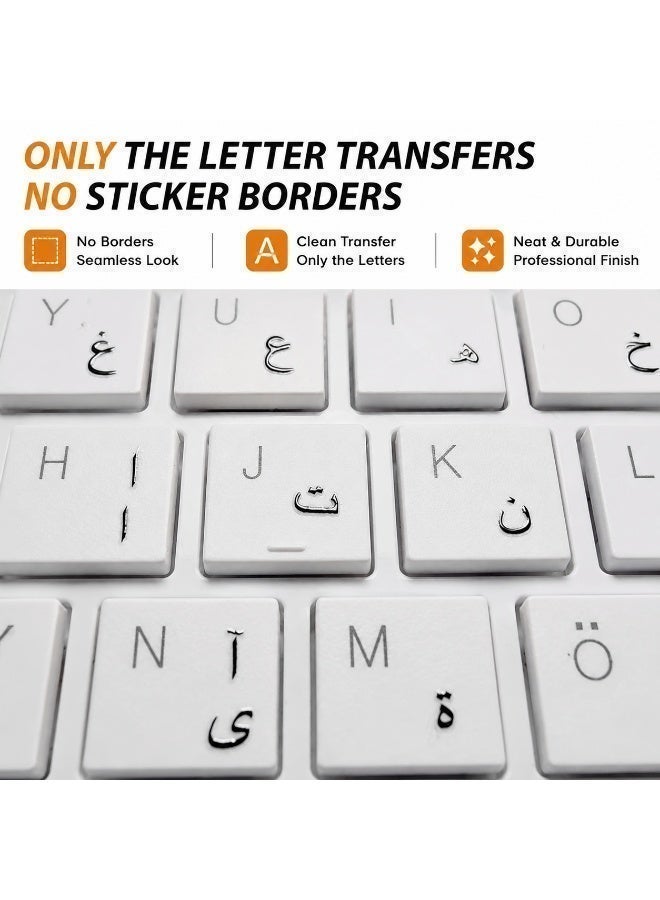 TAKEOFF Arabic Keyboard Stickers – 3D Transfer Lettering | No Residue, Transparent-Free Design | Easy Application for Laptop & Desktop (Black) - Image 3