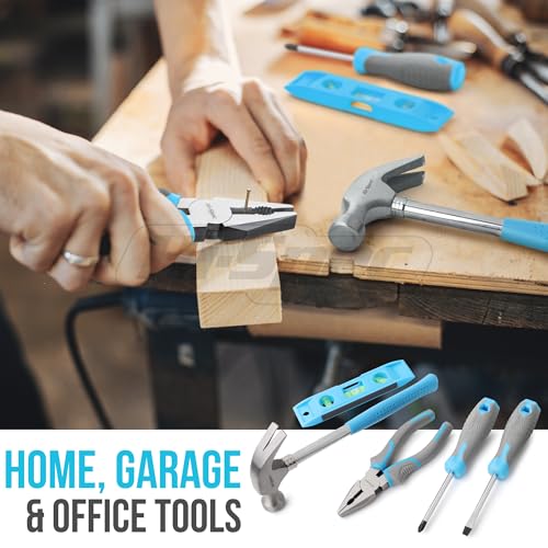Hi-Spec 38pc Blue Household DIY Tool Set. Home, Office and College Dorm Small Toolkit Box of Starter Basic Tools - Image 4