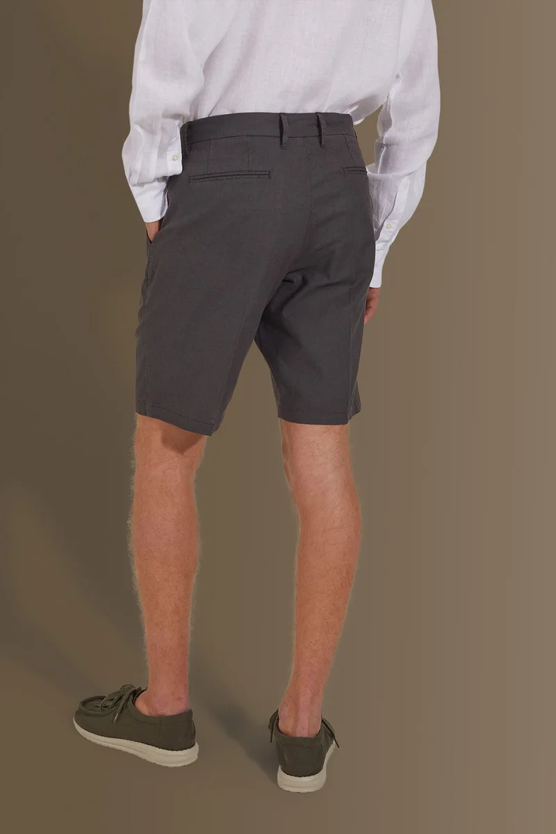 Doppelganger Grey Bermuda linen blend - DK Grey for Men | Best Price UAE