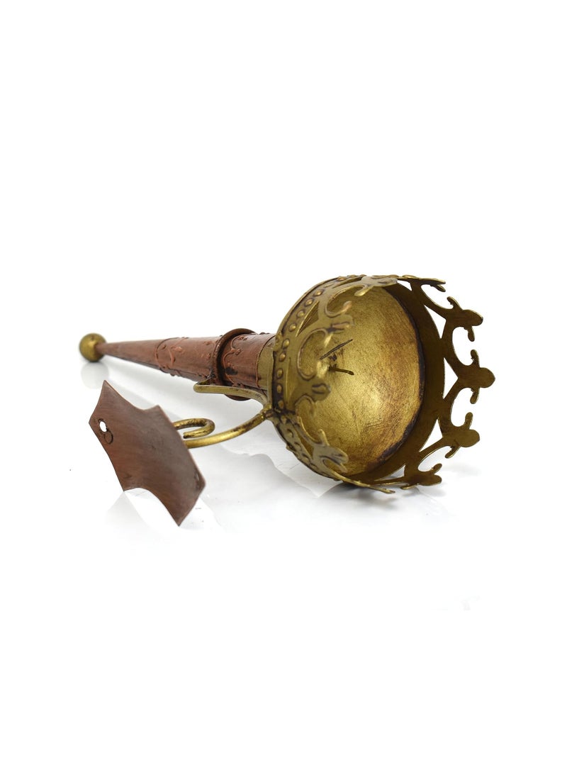 Antiques Nirmala Antiques Nirmala Olympic Torch Metal Wall Hanging Mashal Handmade Oil lamp Home Wall Decor Candle Holder Iron 1 Cup Candle Holder 18 inchMulti Color Gold Brown Pack of 1  - Image 2