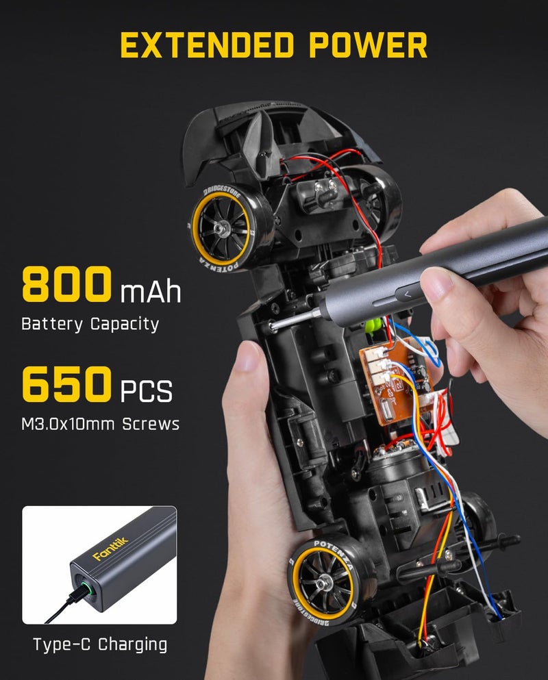 Fanttik E2 Max Mini Electric Screwdriver, Electric Screwdriver Cordless, Max 0.4N.m, 50 Magnetic Bits, 5/32'' Hex, Magnetic Storage, Repair Tool for Electronics Phone Camera Laptop Watch - Image 4