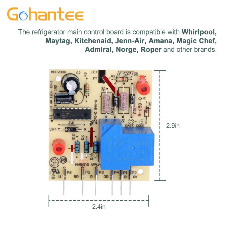 gohantee W10352689 Refrigerator Main Control Board Adaptive Defrost Control Board Replaces #4388931 Replacement for Whirlpool, Kenmore, Maytag, Kitchenaid - Image 3