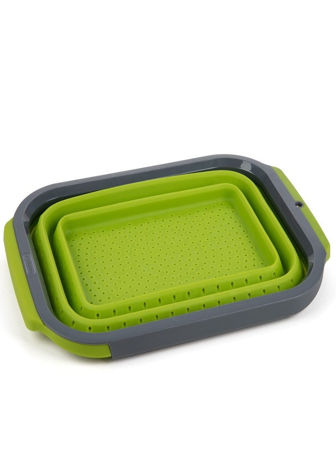 PrepSolutions Collapsible Silicone Over-the-Sink 6- Qt Colander, Green/Black - Space-Saving Kitchen Strainer for Draining - Image 4