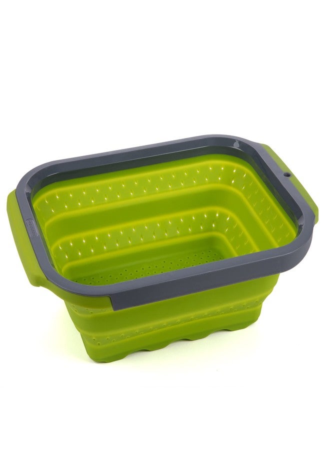 PrepSolutions Collapsible Silicone Over-the-Sink 6- Qt Colander, Green/Black - Space-Saving Kitchen Strainer for Draining - Image 3