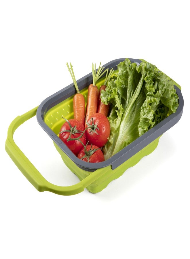 PrepSolutions Collapsible Silicone Over-the-Sink 6- Qt Colander, Green/Black - Space-Saving Kitchen Strainer for Draining - Image 1