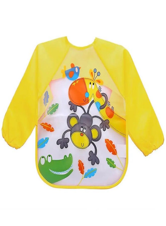 Sparkle Joy Full Sleeves Bibs for Baby Washable, Waterproof Apron with Tying Robe | Quick Dry Baby Bibs for Newborns/Infants/Toddlers/Babies (6-36months) (Pack of 1) (Print May Vary) (YELLOW) - Image 1