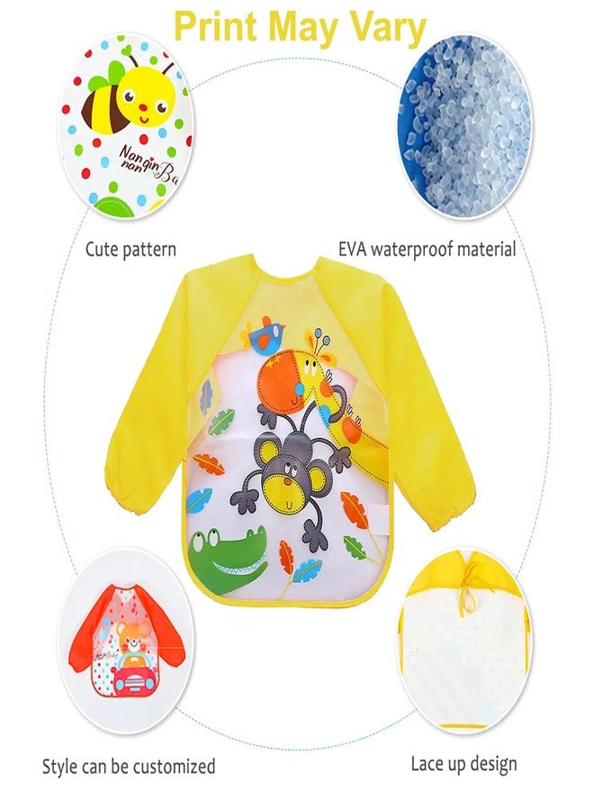 Sparkle Joy Full Sleeves Bibs for Baby Washable, Waterproof Apron with Tying Robe | Quick Dry Baby Bibs for Newborns/Infants/Toddlers/Babies (6-36months) (Pack of 1) (Print May Vary) (YELLOW) - Image 2