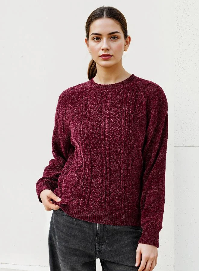 2Xtremz 2Xtremz Textured Chenille Sweater with Long Sleeves