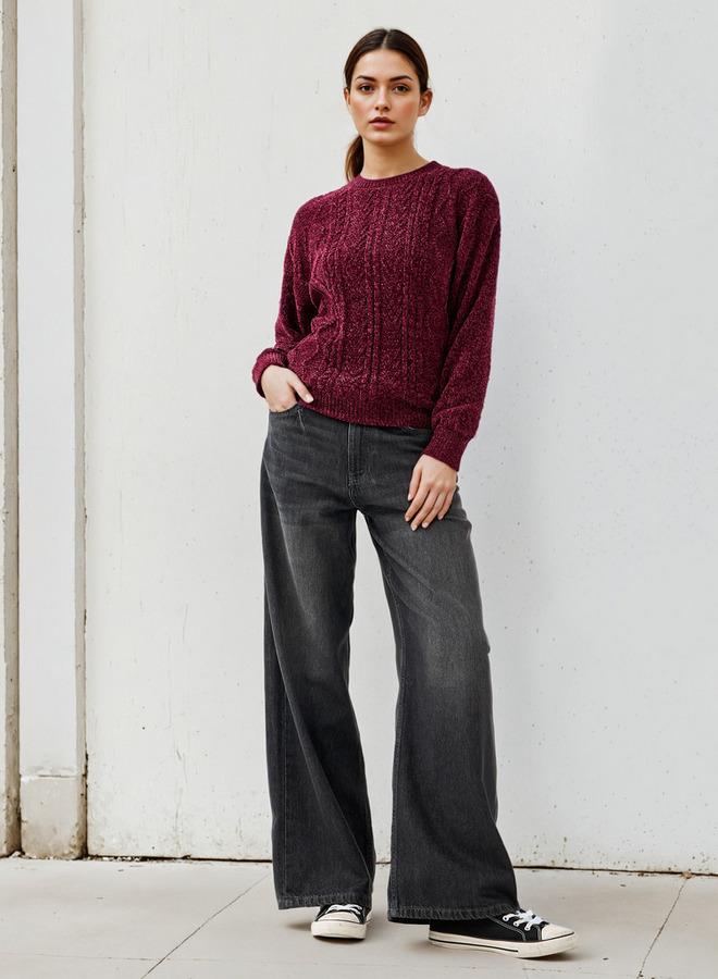 2Xtremz Textured Chenille Sweater with Long Sleeves - Image 2
