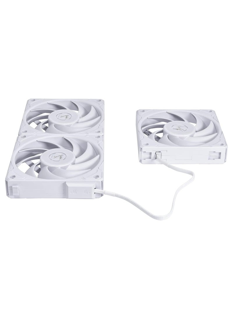 LIAN LI PWM 120mm 2600RPM (1pcs) with controller/extension cable 28mm thickness-White  - Image 2