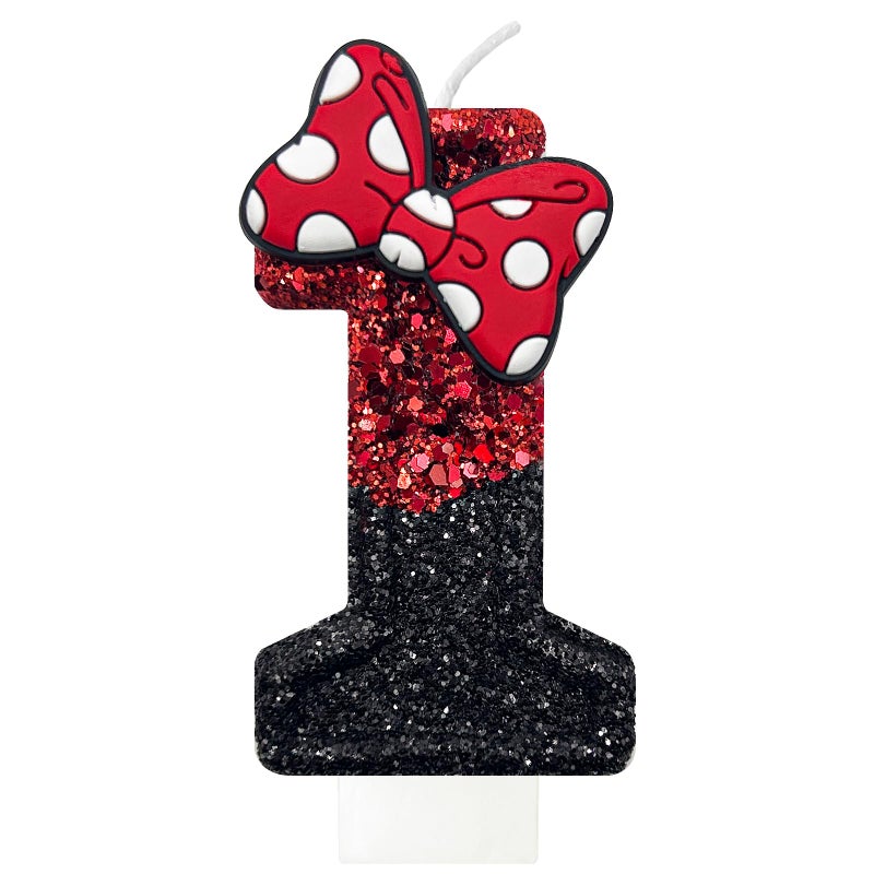 JonesLi 1st Birthday Candle for Cakeï¼ŒRed with Bowknot Candles,Red Birthday Decorations, for Cartoon Themed Birthday Parties,Girls Cut Birthday Decorations - Image 1