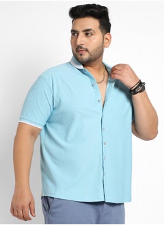 Instafab Plus Instafab Plus Men's Sage Green Contrast Hem Shirt  - Image 3