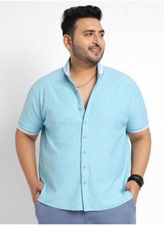 Instafab Plus Instafab Plus Men's Sage Green Contrast Hem Shirt  - Image 2