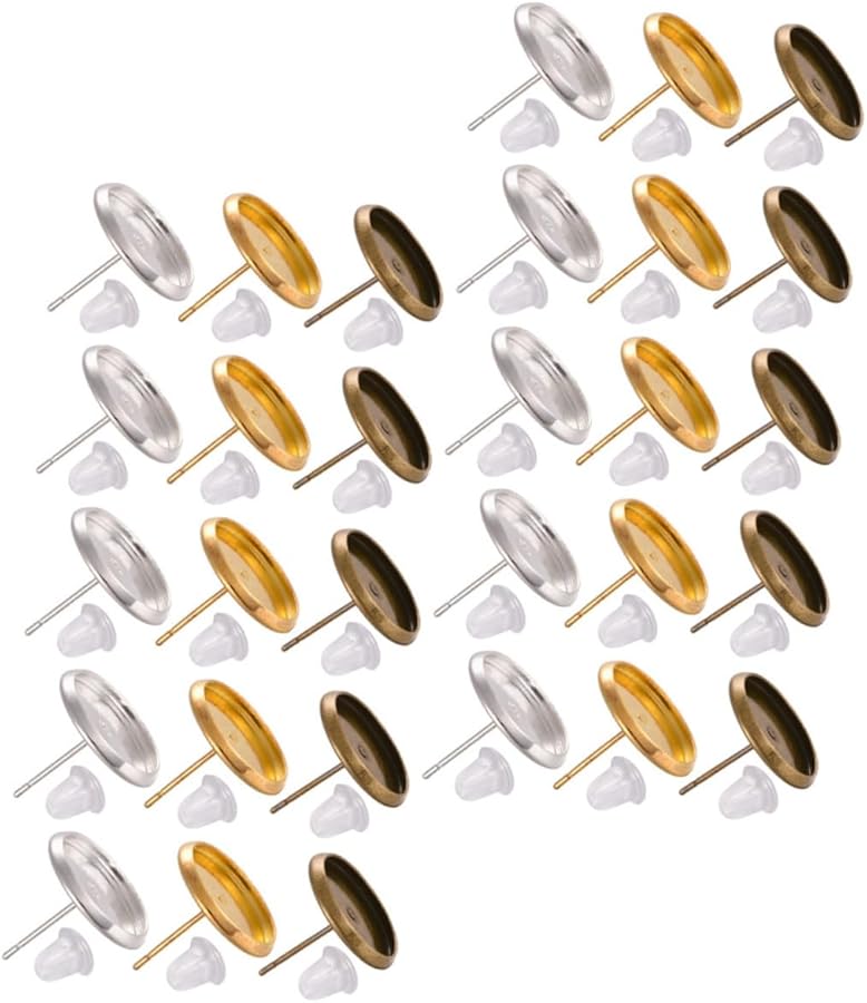 DIY Earring Kit with 30 Sets Bezel Trays and Backs Base for Jewelry Making - Image 1