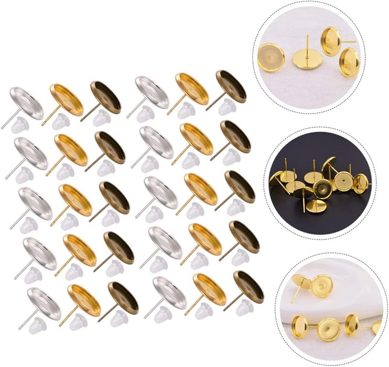 DIY Earring Kit with 30 Sets Bezel Trays and Backs Base for Jewelry Making - Image 3