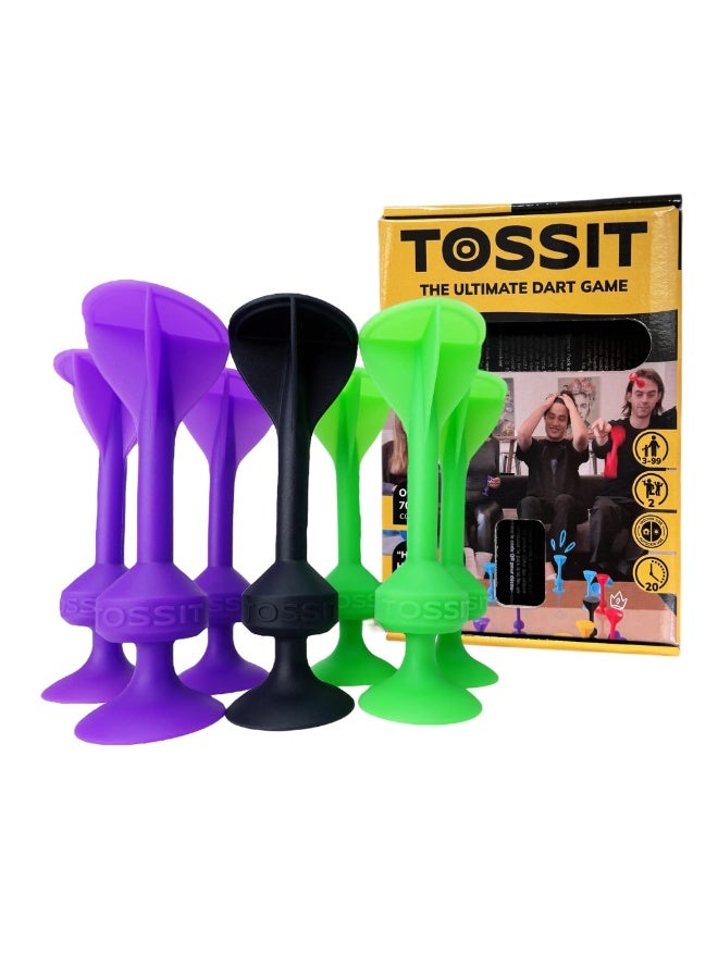 توسيت TOSSIT Game: Purple and Green Perfect Silicone Suction Cup Dart Game For Family And Parties, Sticky Dart Shooting Game For Indoor And Outdoor Fun, Perfect Gift - Starter Pack - Image 1