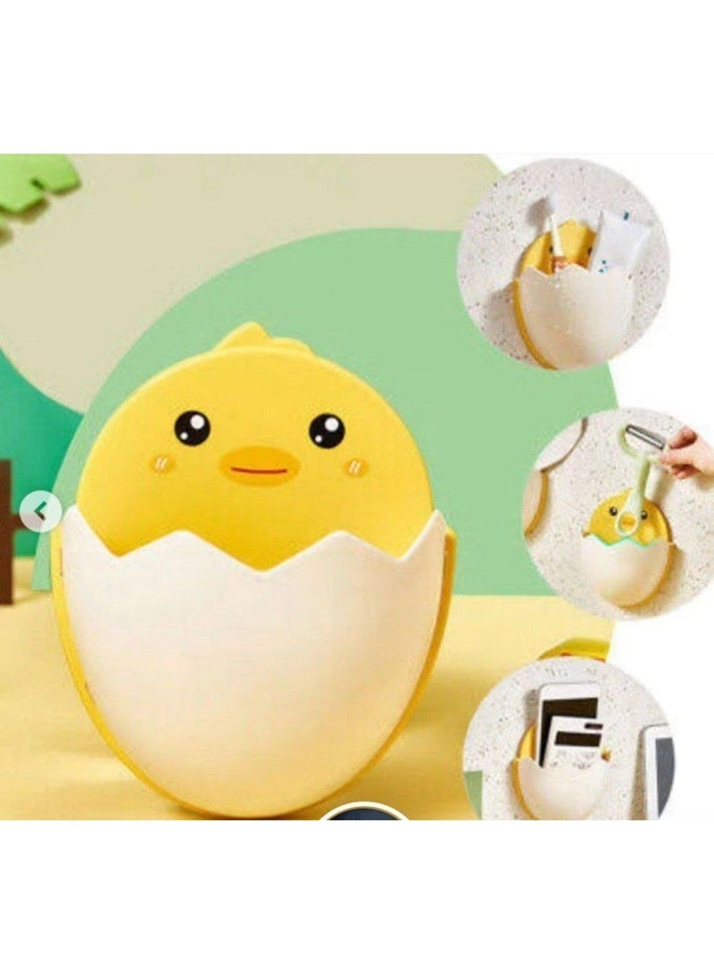 Wall Mounted Storage Organizer for Kids, Cute Chick Design, Self-Adhesive Multi-Purpose Storage Holder for Toothbrushes, Toothpaste, Pens & Small Accessories - Multi Color - Image 3