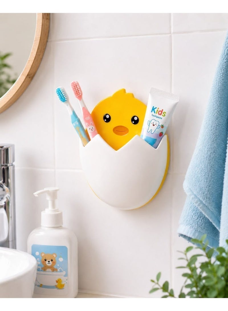 Wall Mounted Storage Organizer for Kids, Cute Chick Design, Self-Adhesive Multi-Purpose Storage Holder for Toothbrushes, Toothpaste, Pens & Small Accessories - Multi Color - Image 1