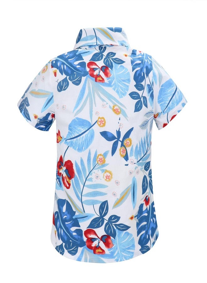 Billion Xin Boys' Hawaiian Shirt Summer Cartoon Print Casual Shirt Short Sleeve Button Down Shirt, Children's Cute Top Flowers - Image 2