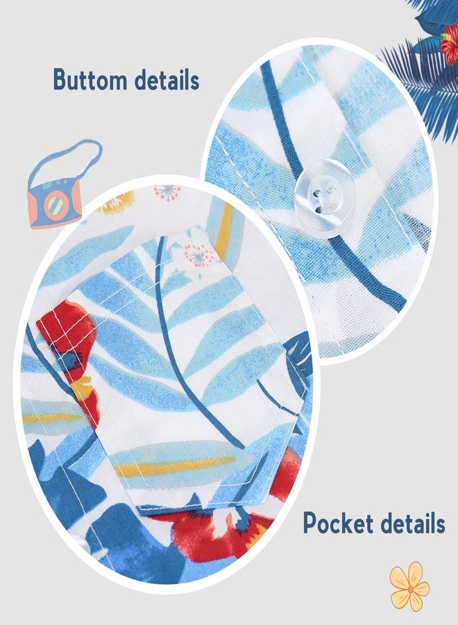 Billion Xin Boys' Hawaiian Shirt Summer Cartoon Print Casual Shirt Short Sleeve Button Down Shirt, Children's Cute Top Flowers - Image 3