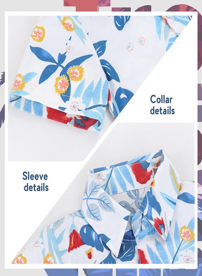 Billion Xin Boys' Hawaiian Shirt Summer Cartoon Print Casual Shirt Short Sleeve Button Down Shirt, Children's Cute Top Flowers - Image 5