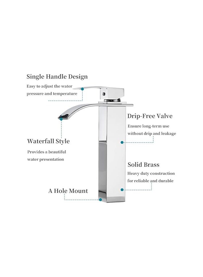 Basin Tap | High Arc | Tall Basin Mixer tap | Commercial 1-Hole | Brass Single Lever | Deck Mounted (MATT CHROME) - Image 3