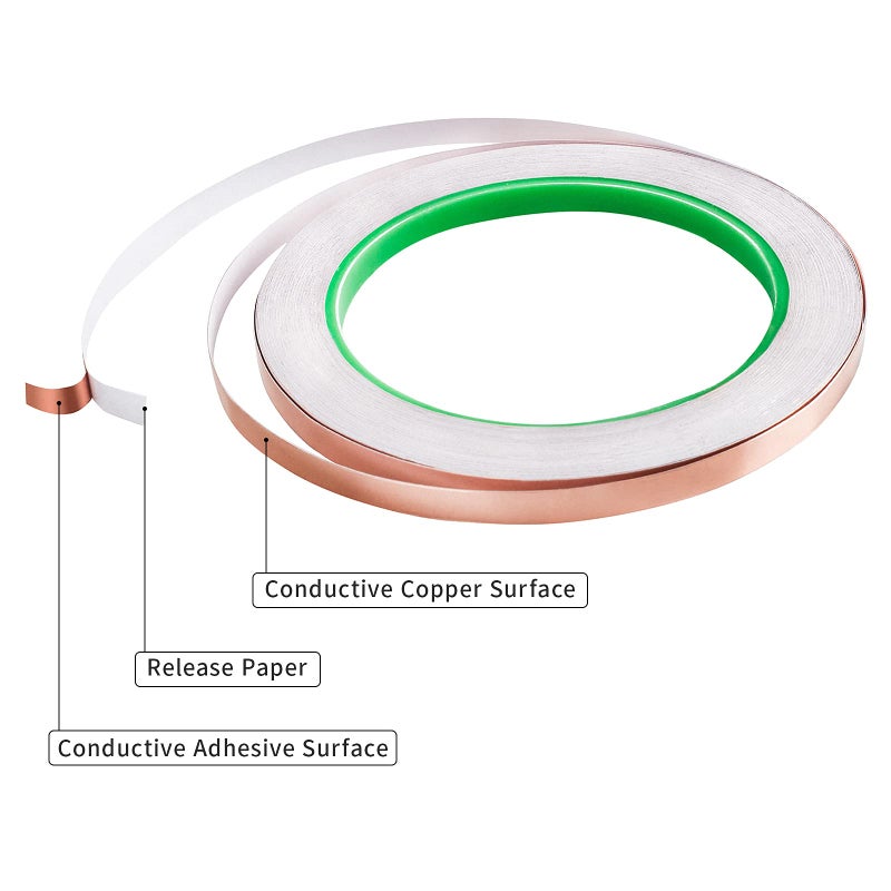 Meideal Copper Foil Tape [4 Pack] (5mm,6mm,8mm,10mm) X 66FT with Dual Conductive Adhesive Copper Tape for Guitar, Electrical Repairs, Arts & Crafts, Stained Glass, Paper Circuits, Soldering, Grounding - Image 2