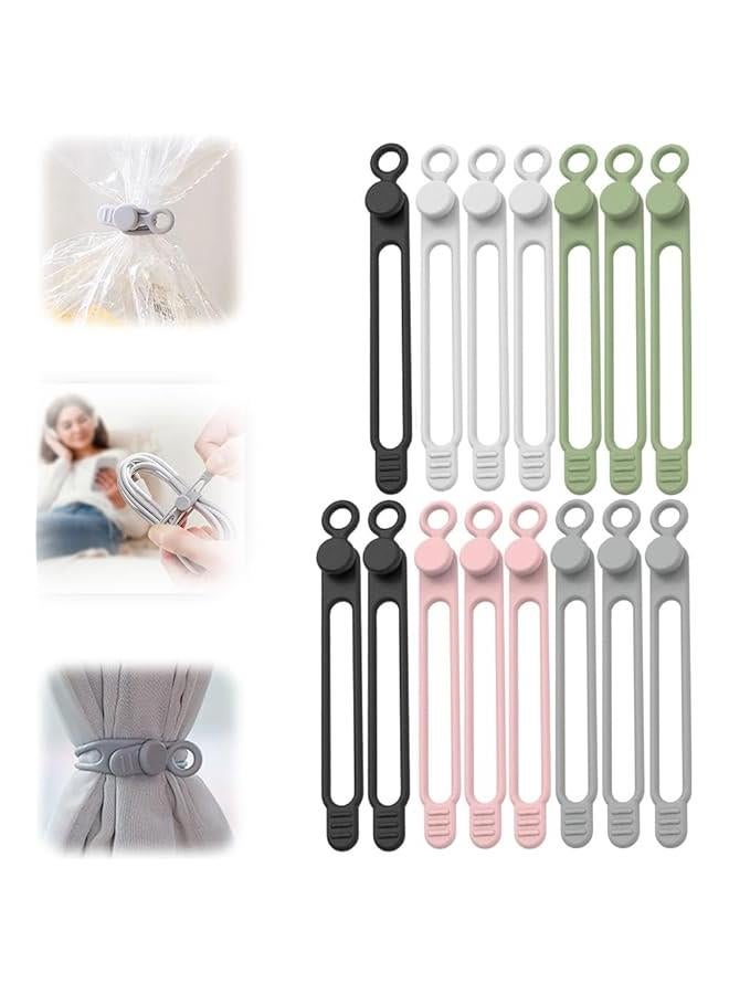 Data Cable Organizer,Upgrade Silicone Cable Straps Cord Organizer for Bundling Earphone,Silicone Ties Reusable Cable Multipurpose Elastic Cord Organizer for Bundling and Fastening Cable (15PCS) 
