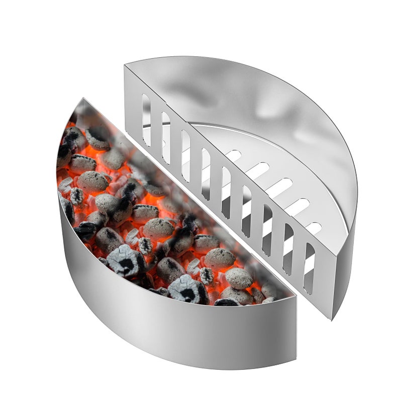 Skyflame 2 PCS Stainless Steel Charcoal Basket Holder, 2-IN-1 BBQ Grilling Accessories Compatible with Weber/Napoleon 22" / 26" Kettle Grill - Image 1