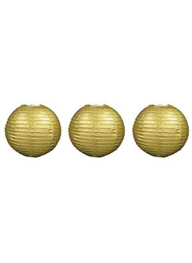 Party Time Gold Paper Lanterns Pack Of 10 Great Chinese/Japanese Home Party & Wedding Decorations - Image 2