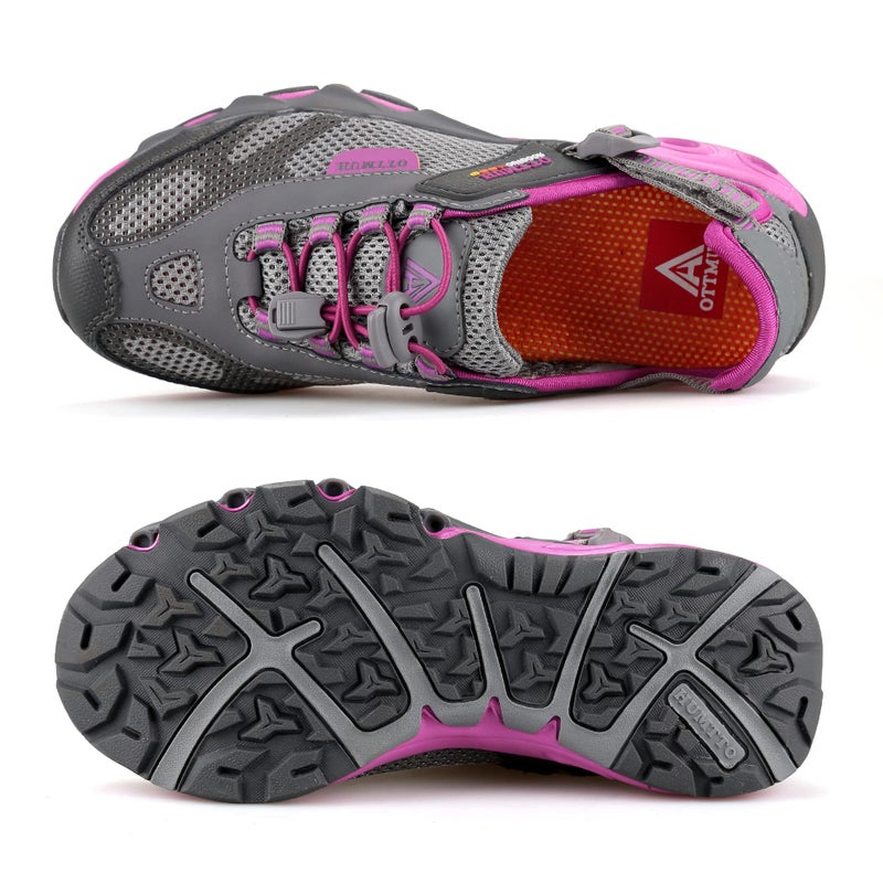 HUMTTO Women's Amphibious Water Shoes Summer Hiking Sandals Outdoor Non-Slip Closed Toe Water Sandals River Shoes 11 Grey-Pink Purple - Image 5