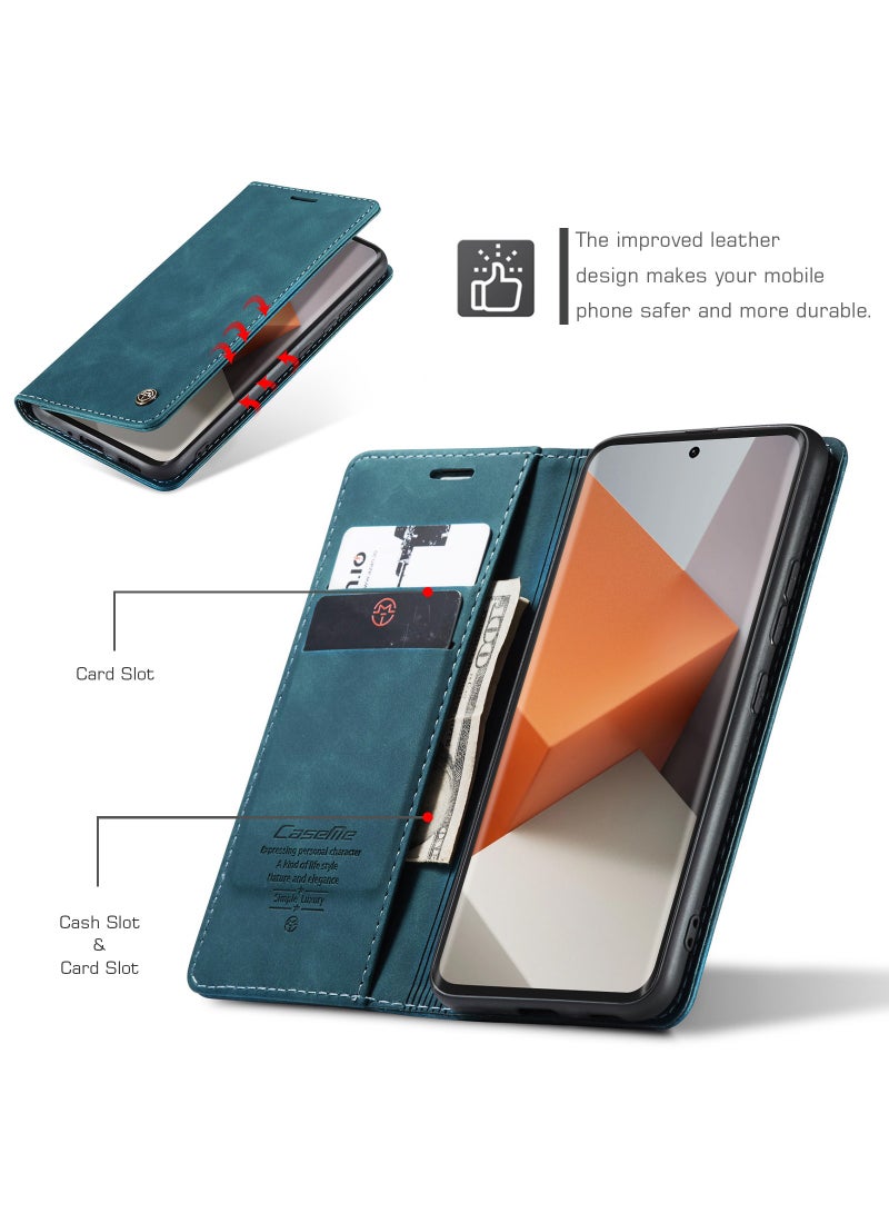 For Xiaomi Redmi Note 13 Pro Plus Cover, Soft PU Leather Shockproof Mobile Phone Wallet Case, Full Body Protective Flip Cover Magnetic Adsorption Back Cover - Image 2