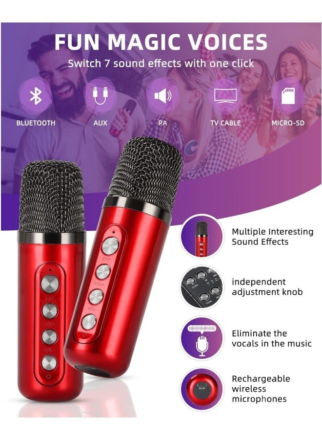Portable Bluetooth Karaoke Speaker System with 2 Wireless Microphones, Ideal for Kids and Adults at Home or Parties - Image 2