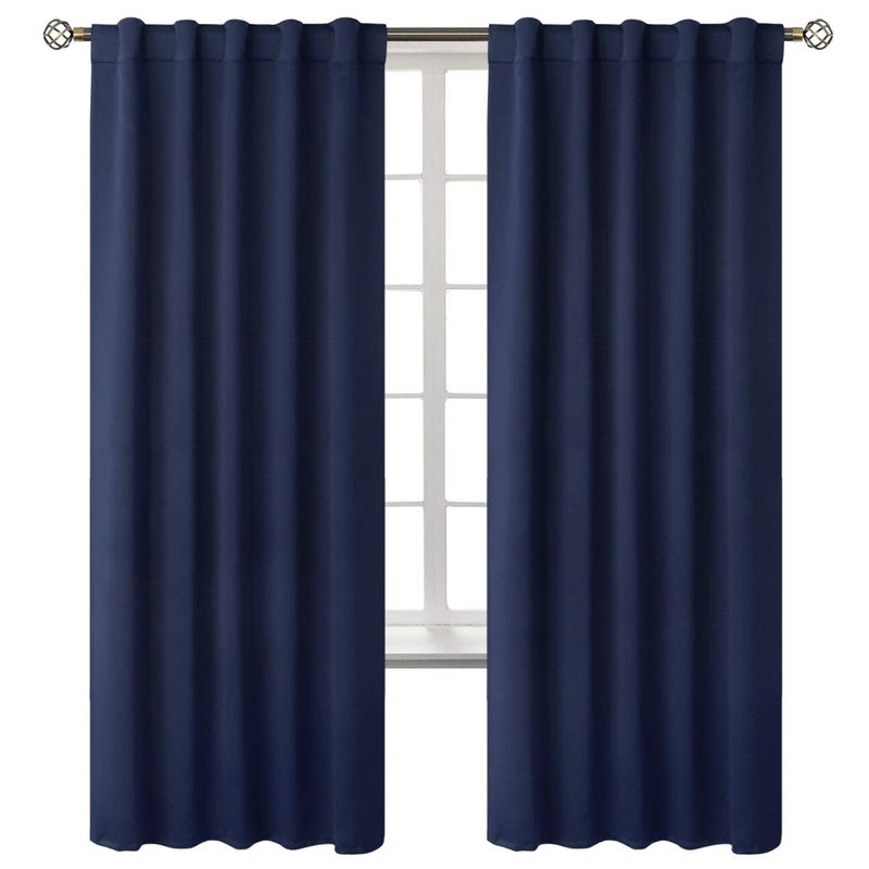 BGment Navy Blue Curtains 84 inches Length - Rod Pocket and Back Tab Thermal Insulated Blackout Curtains for Living Room  42 x 84 Inch  2 Curtain Panels - Image 2